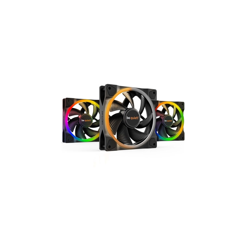 be quiet! Light Wings PWM Addressable RGB Fan Pack  120mm  1700RPM  4-Pin PWM Fan & 3-Pin ARGB Connectors  Black Frame  Black Bl