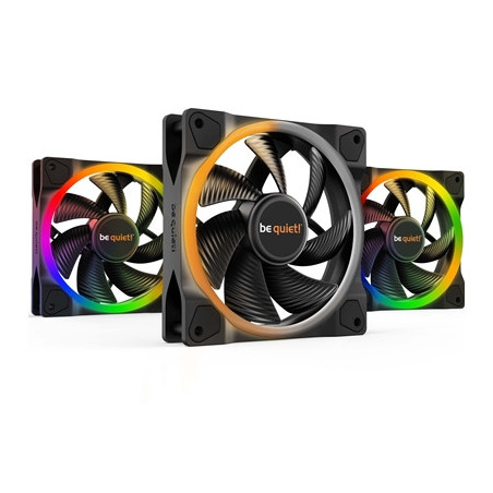be quiet! Light Wings PWM Addressable RGB Fan Pack  120mm  1700RPM  4-Pin PWM Fan & 3-Pin ARGB Connectors  Black Frame  Black Bl
