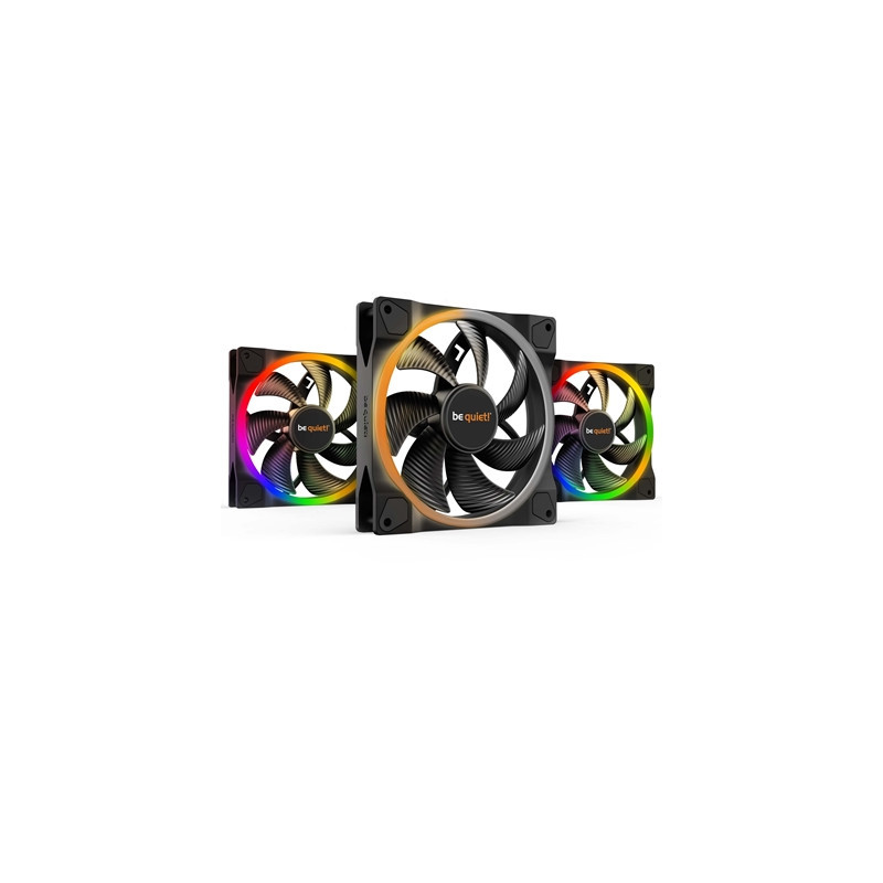 be quiet! Light Wings PWM Addressable RGB Fan Pack  140mm  1500RPM  4-Pin PWM Fan & 3-Pin ARGB Connectors  Black Frame  Black Bl