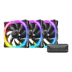 Antec Fusion 120mm ARGB 3 Fan Pack  Black  3x120mm ARGB Fans  Upto 2000RPM  57.93CFM Airflow  31.24dB Max  4-pin PWM 3-pin LED