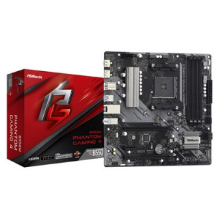 ASRock B550M Phantom Gaming 4 AMD AM4 Socket Motherboard  Micro-ATX  4x DDR4 Slots  2x M.2 Sockets  GbE LAN  1x DisplayPort / 1x