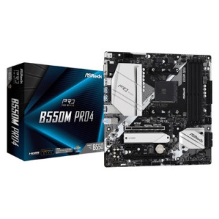 ASRock B550M Pro4 AMD AM4 Socket Motherboard  Micro-ATX  4x DDR4 Slots  2x M.2 Sockets  GbE LAN  1x D-Sub / 1x DisplayPort / 1x 