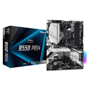 ASRock B550 Pro4 AMD AM4 Socket Motherboard  ATX  4x DDR4 Slots  2x M.2 Sockets  GbE LAN  1x D-Sub / 1x HDMI Port