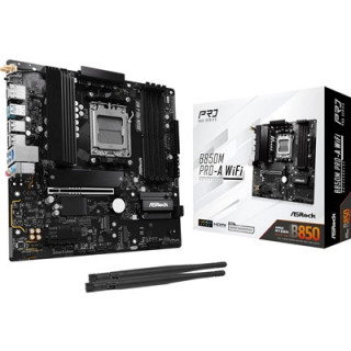ASRock B850M Pro-A WiFi AMD AM5 Socket Motherboard  Micro-ATX  4x DDR5 Slots  3x M.2 Sockets  2.5GbE LAN  Wi-Fi 6E  1x DisplayPo