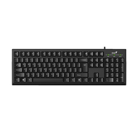 Genius KB-100 Wired Smart Keyboard  USB Plug and Play  Customizable Function Keys  Multimedia  Full Size UK Layout Design for Ho