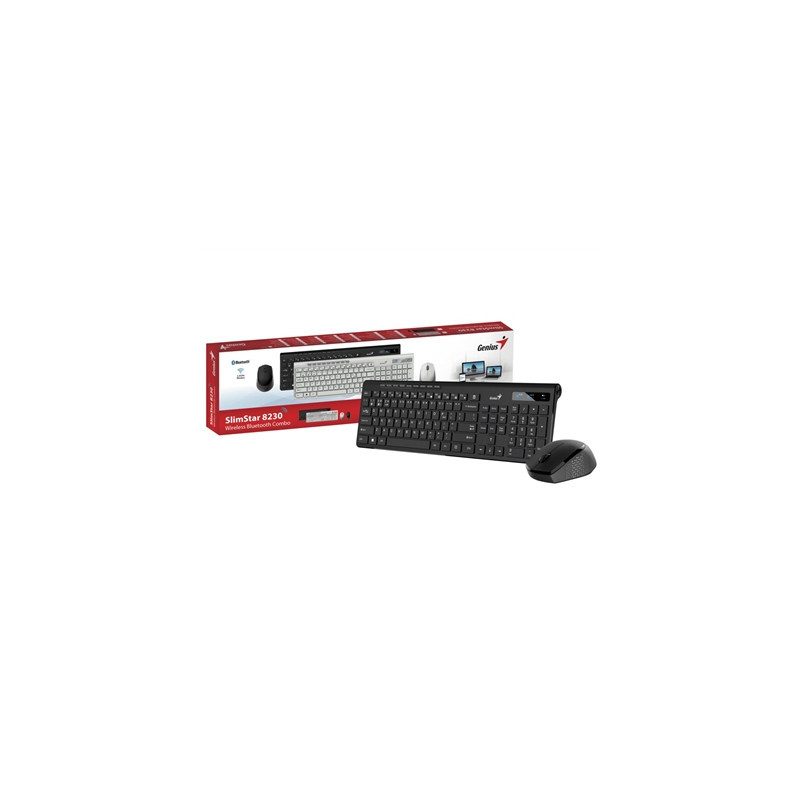 Genius SlimStar 8230 Bluetooth 5.3 and 2.4GHz Wireless Keyboard and Mouse Set  12 Multimedia Function Keys  Full Size UK Layout 