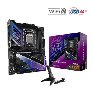 ASRock X870E NOVA WIFI PHANTOM GAMING AMD AM5 Socket Motherboard  ATX  4x DDR5 Slots  5x M.2 Sockets  Fitted I/O Shield  5GbE LA