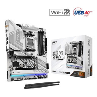 ASRock X870 PRO RS WIFI AMD AM5 Socket Motherboard  ATX  4x DDR5 Slots  3x M.2 Sockets  Fitted I/O Shield  2.5GbE LAN  Wi-Fi 7  