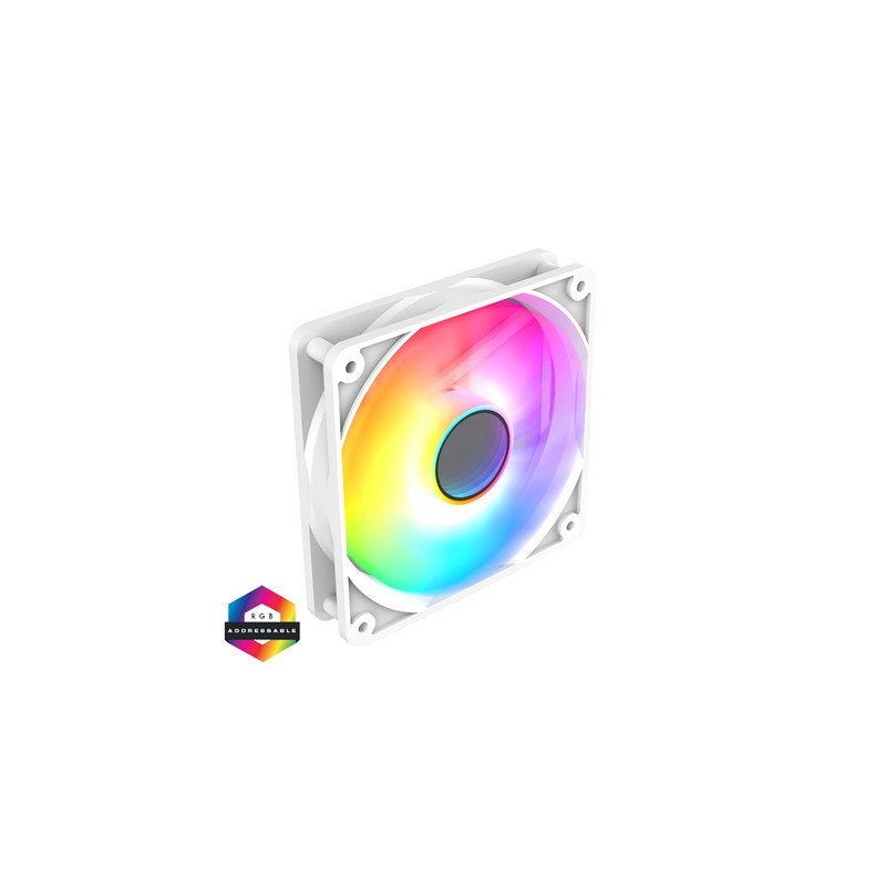 CIT Halo 120mm Infinity ARGB White 4-Pin PWM High-Performance PC Cooling Fan with Addressable RGB Lighting and Superior Airflow