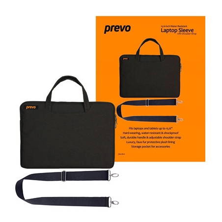 Prevo 15.6 Inch Laptop Bag  Cushioned Lining  With Shoulder Strap  Black