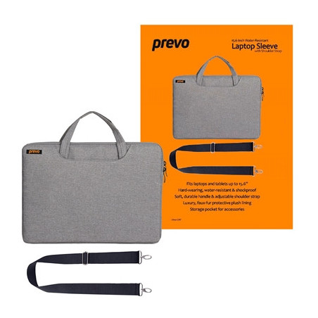 Prevo 15.6 Inch Laptop Bag  Cushioned Lining  With Shoulder Strap  Light Grey