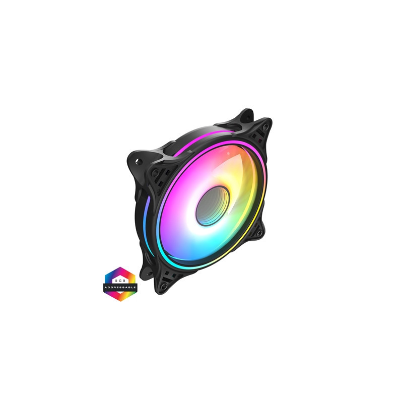 CiT Tornado FNB 120mm RGB LED Fan - High Airflow  Quiet Operation  4-Pin PWM  Black