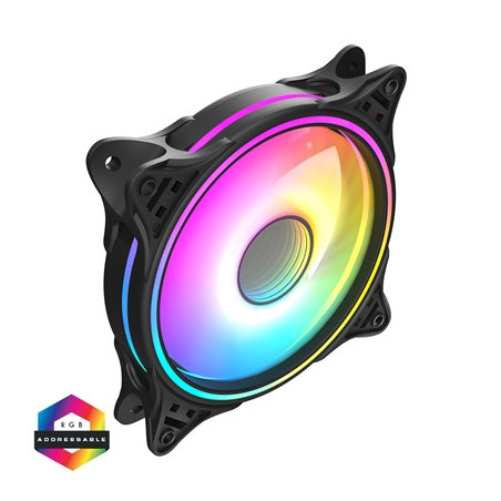 CiT Tornado FNB 120mm RGB LED Fan - High Airflow  Quiet Operation  4-Pin PWM  Black