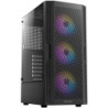 Antec AX20 Case  Black  Mid Tower  1 x USB 3.0 / 2 x USB 2.0  Tempered Glass Side Window Panel  Slanted Bar & Mesh Design for Ma