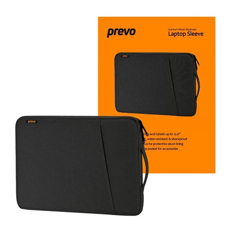 Prevo 15.6 Inch Laptop Sleeve  Side Pocket  Cushioned Lining  Black