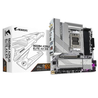 Gigabyte B650M AORUS ELITE AX ICE AMD AM5 Socket Motherboard  Micro-ATX  4x DDR5 Slots  2x M.2 Sockets  Fitted I/O Shield  2.5Gb