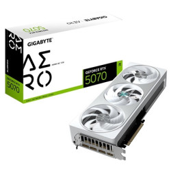 Gigabyte NVIDIA GeForce RTX 5070 AERO OC 12GB GDDR7 Graphics Card  6144 CUDA Cores  2625 MHz Core Clock  Triple Fan  White  RGB 