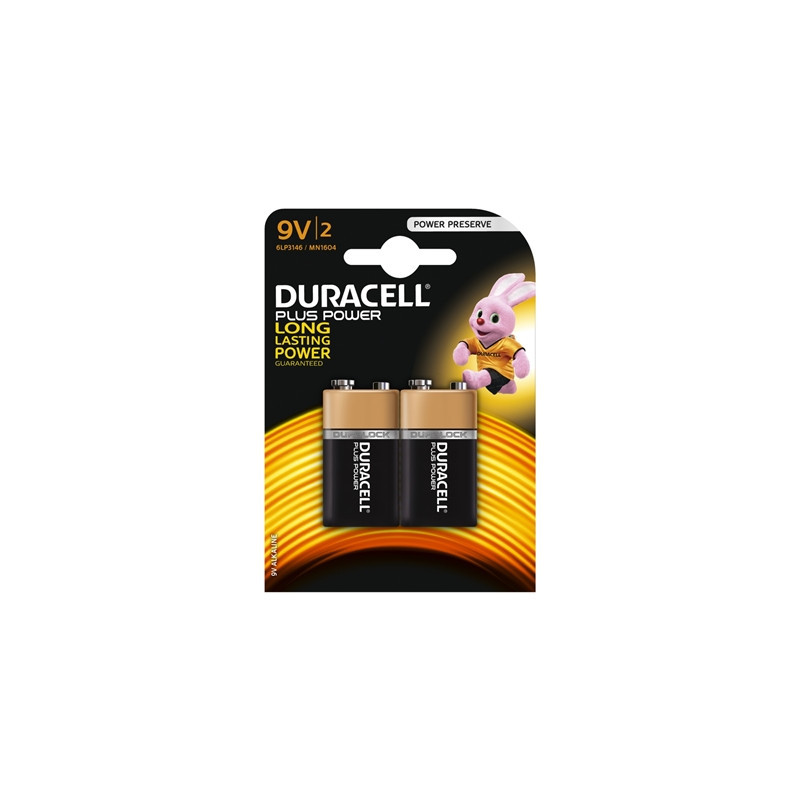 Duracell Plus Power Alkaline Pack of 2 9V Battery