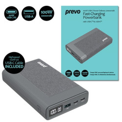 Prevo AD10C 100W USB-C Power Delivery PD 20000mAh Portable Fast-Charging Powerbank with Digital Display  Dual USB-C & USB-A with