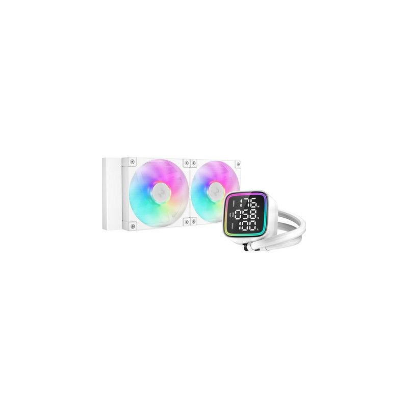 DeepCool LD 240 AIO Liquid CPU Cooler  White  Universal Socket  240mm Radiator  PWM 2400RPM Cooling Fans  Addressable RGB LED Li