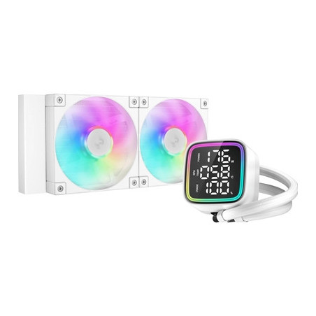 DeepCool LD 240 AIO Liquid CPU Cooler  White  Universal Socket  240mm Radiator  PWM 2400RPM Cooling Fans  Addressable RGB LED Li