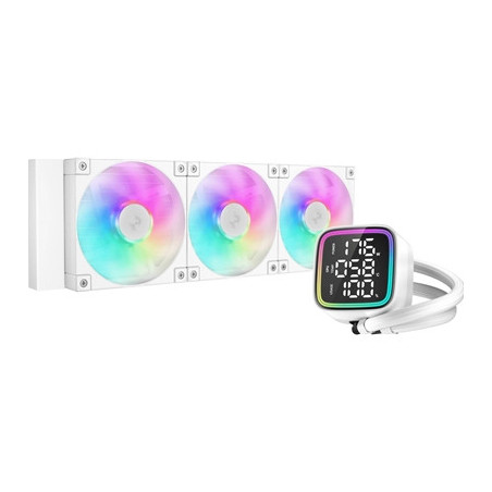 DeepCool LD 360 AIO Liquid CPU Cooler White  Universal Socket  360mm Radiator  PWM 2400RPM Cooling Fans  Addressable RGB LED Lig