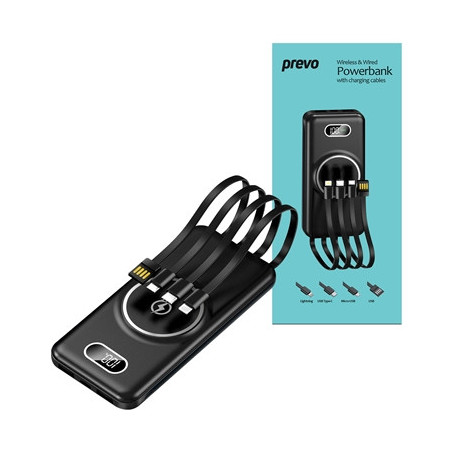 Prevo SP5002 Wireless Charging Power Bank 10000mAh Portable Charging for Smart Phones  Tablets and Other Devices  Charge Multipl