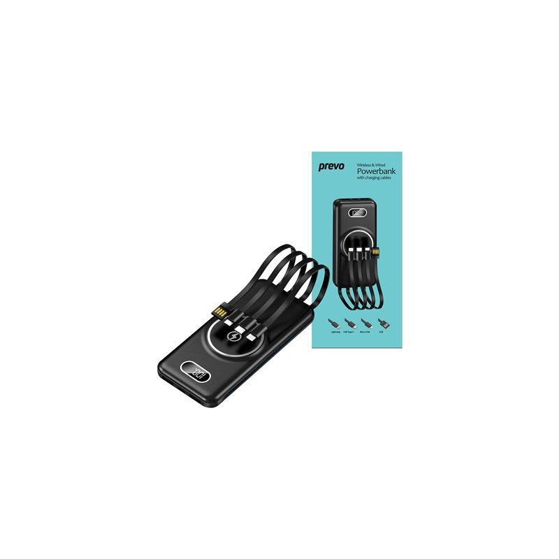 Prevo SP5002 Wireless Charging Power Bank 10000mAh Portable Charging for Smart Phones  Tablets and Other Devices  Charge Multipl