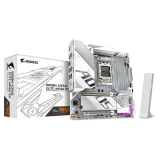 Gigabyte B850M AORUS ELITE WIFI6E ICE AMD AM5 Socket Motherboard  Micro-ATX  4x DDR5 Slots  2x M.2 Sockets  Fitted I/O Shield  2