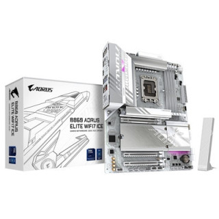 Gigabyte B860 AORUS ELITE WIFI7 ICE Intel 1851 Socket Motherboard  ATX  4x DDR5 Slots  3x M.2 Sockets  Fitted I/O Shield  2.5GbE