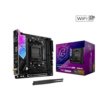 ASRock B850I Lightning WiFi PHANTOM GAMING AMD AM5 Socket Motherboard  Mini-ITX  2x DDR5 Slots  2x M.2 Sockets  Fitted I/O Shiel