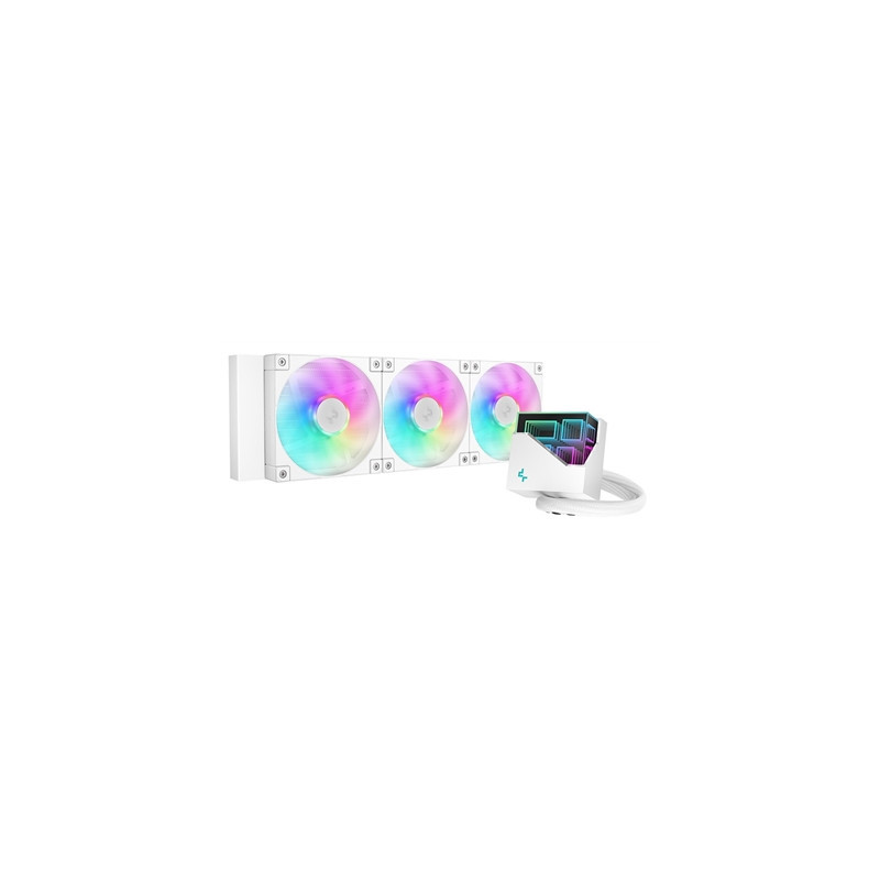 DeepCool LT360 Liquid CPU Cooler  360mm Radiator  Triple 120mm ARGB Fans  Infinity Mirror Top Cap  Anti-Leak Tech  White
