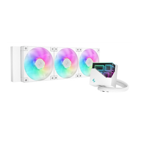 DeepCool LT360 Liquid CPU Cooler  360mm Radiator  Triple 120mm ARGB Fans  Infinity Mirror Top Cap  Anti-Leak Tech  White