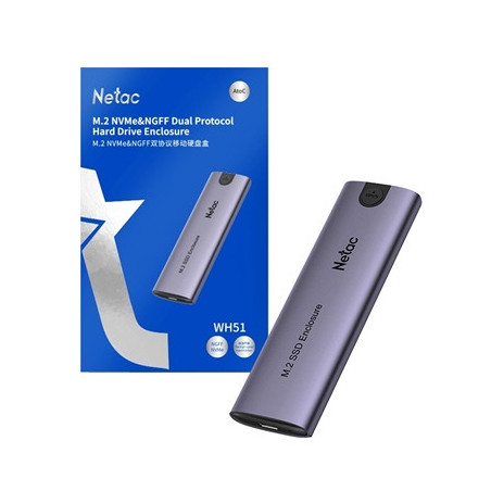 Netac M.2 NVMe/SATA External Enclosure  USB3.1  Aluminum  10Gbps  USB C to C  USB C to A