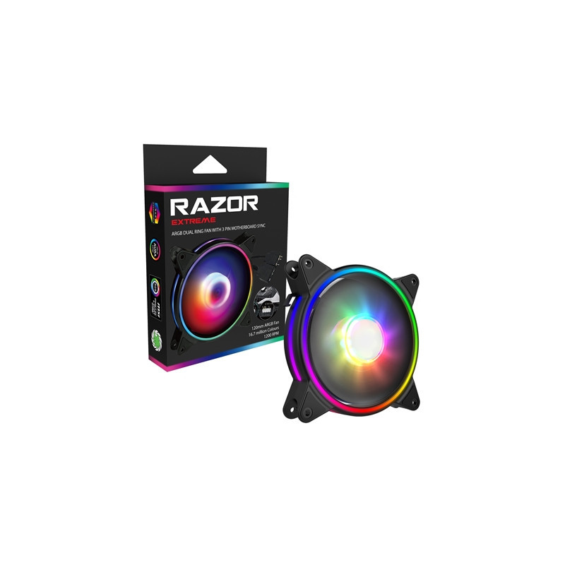 GameMax Razor Extreme 120mm 1200RPM PWM Addressable RGB LED Fan