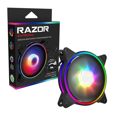 GameMax Razor Extreme 120mm 1200RPM PWM Addressable RGB LED Fan