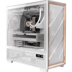 Antec Flux PRO Full Tower PC Case with Tempered Glass  White/Wood  6 Pre-Installed Fans  USB Type-C  E-ATX/ATX/mATX/mITX Compati