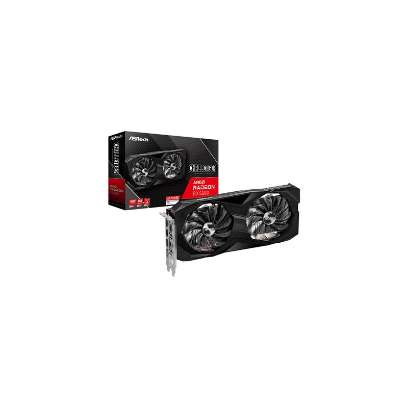 ASRock AMD Radeon RX 6600 Challenger D 8GB Graphics Card  8GB GDDR6  1792 Streams  2491 MHz Boost Clock  Dual Fan  3x DisplayPor