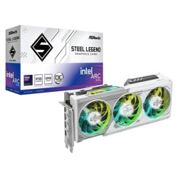 ASRock Intel Arc B580 Steel Legend 12GB OC Graphics Card  12GB GDDR6  2800 MHz Base Clock  Dual Fan  White  RGB  3x DisplayPorts