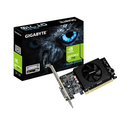 Gigabyte NVIDIA GeForce GT 710 Low Profile 2G Graphics Card  2GB GDDR5  954 MHz Core Clock  Single Fan Low Profile  1x DVI-D / 1