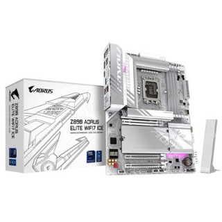 Gigabyte Z890 AORUS ELITE WIFI7 ICE Intel 1851 Socket Motherboard  ATX  4x DDR5 Slots  4x M.2 Sockets  Fitted I/O Shield  2.5GbE