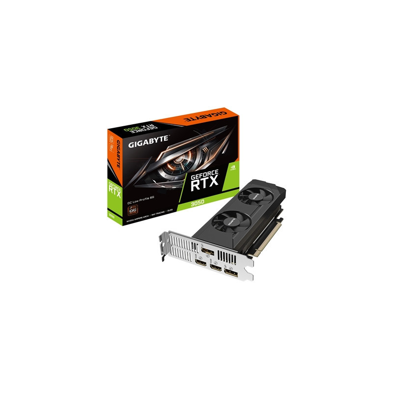Gigabyte NVIDIA GeForce RTX 3050 OC Low Profile 6G Graphics Card  6GB GDDR6  2304 CUDA Cores  1477 MHz Core Clock  Dual Fan  2x 