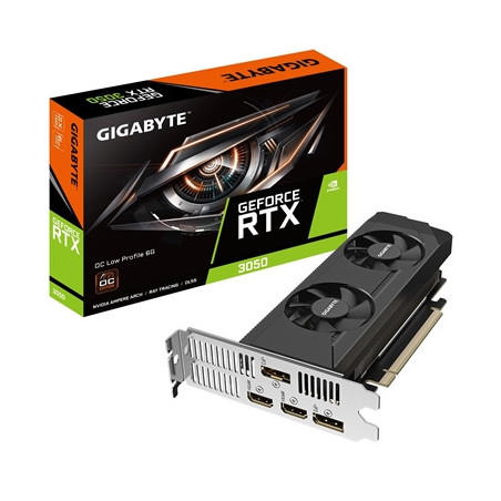 Gigabyte NVIDIA GeForce RTX 3050 OC Low Profile 6G Graphics Card  6GB GDDR6  2304 CUDA Cores  1477 MHz Core Clock  Dual Fan  2x 