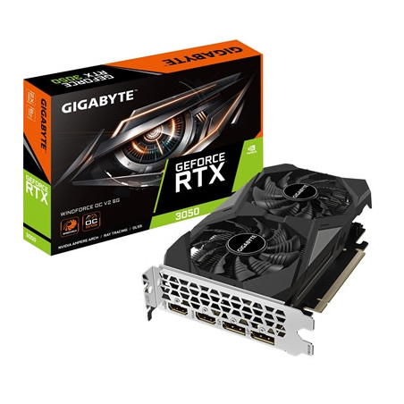 Gigabyte NVIDIA GeForce RTX 3050 WINDFORCE OC V2 6G Graphics Card  6GB GDDR6  2304 CUDA Cores  1477 MHz Core Clock  Dual Fan  2x