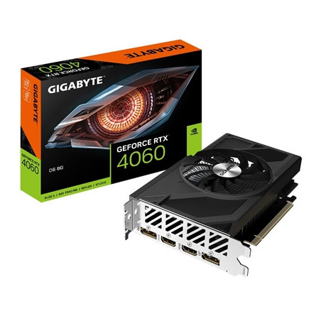Gigabyte NVIDIA GeForce RTX 4060 D6 8G Graphics Card  8GB GDDR6  3072 CUDA Cores  2460 MHz Core Clock  Single Fan  2x DisplayPor
