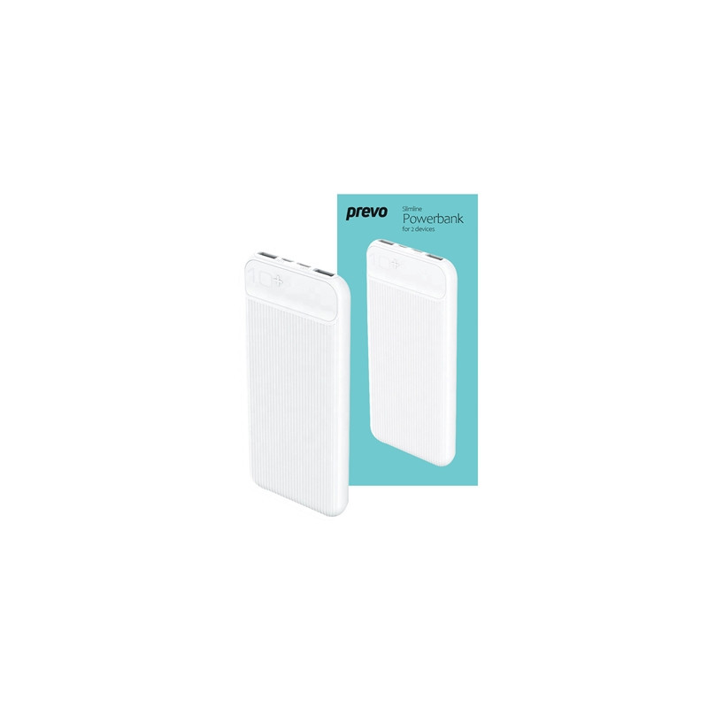 Prevo SP3012 Power bank 10000mAh Portable Fast Charging for Smart Phones  Tablets and Other Devices  Slim Design  Dual-Port with