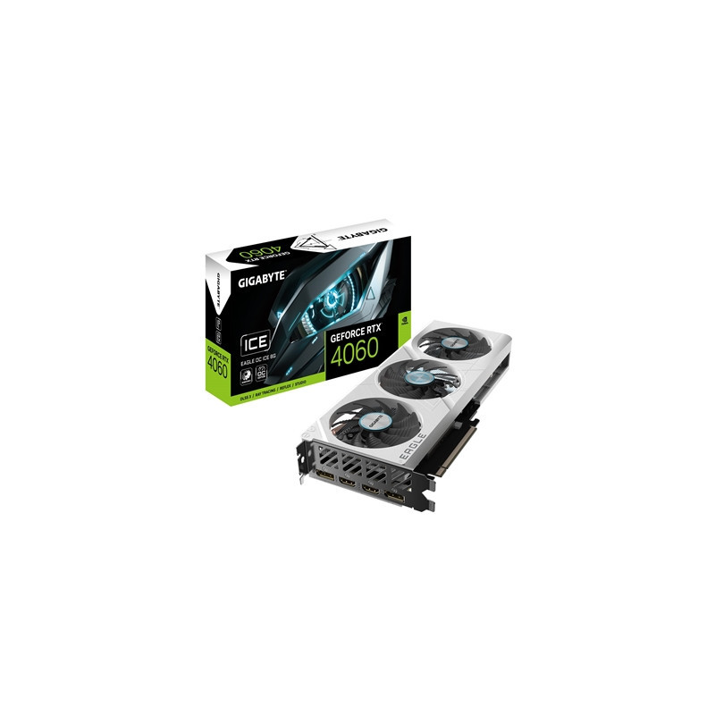 Gigabyte NVIDIA GeForce RTX 4060 EAGLE OC ICE 8G Graphics Card  8GB GDDR6  3072 CUDA Cores  2505 MHz Core Clock  Triple Fan  Whi