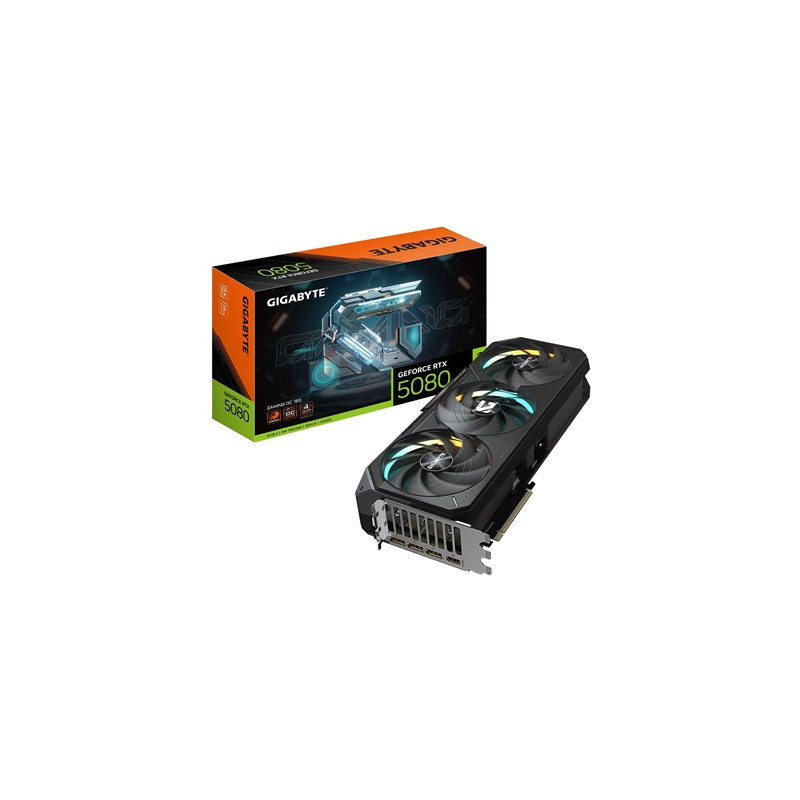Gigabyte NVIDIA GeForce RTX 5080 GAMING OC 16G Graphics Card  16GB GDDR7  10752 CUDA Cores  2730 MHz Core Clock  Triple Fan  RGB