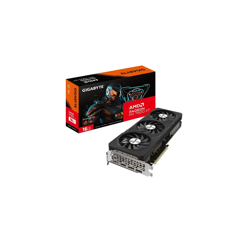 Gigabyte AMD Radeon RX 7600 XT GAMING OC Graphics Card  16GB GDDR6  2048 Streams  2810 MHz Boost Clock  Triple Fan  RGB  2x Disp