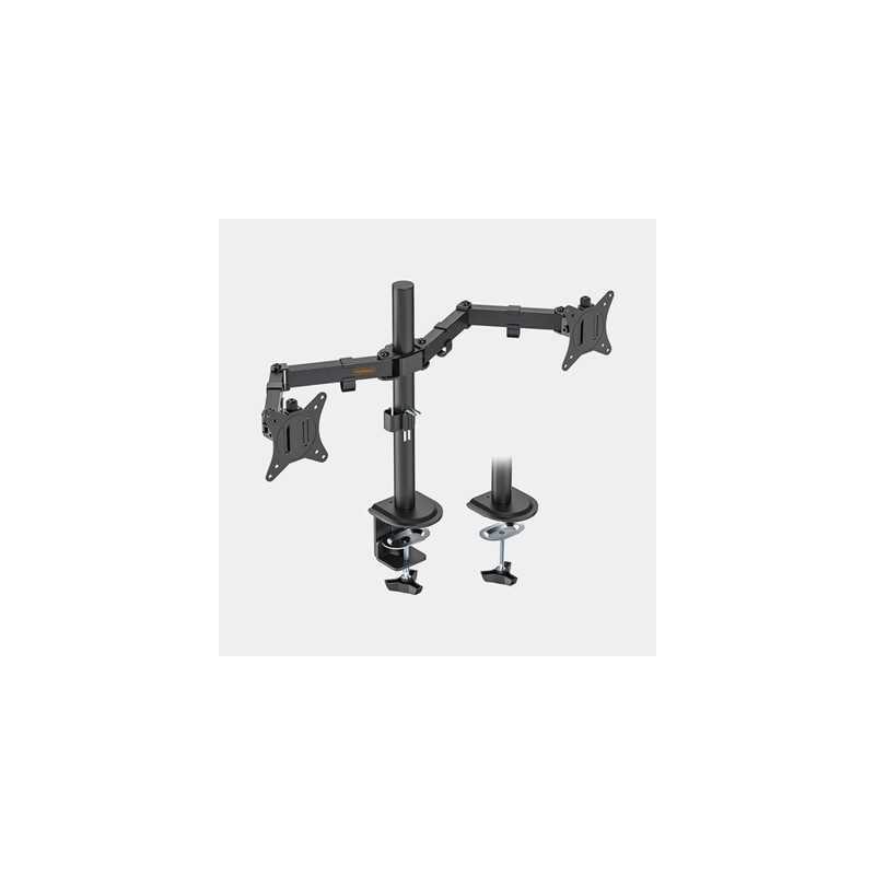 VonHaus Dual Monitor Stand for 13-32 Inch Screens  Twin Monitor Mount with Desk Clamp  Height Adjustable  Easy Assemble Stand wi
